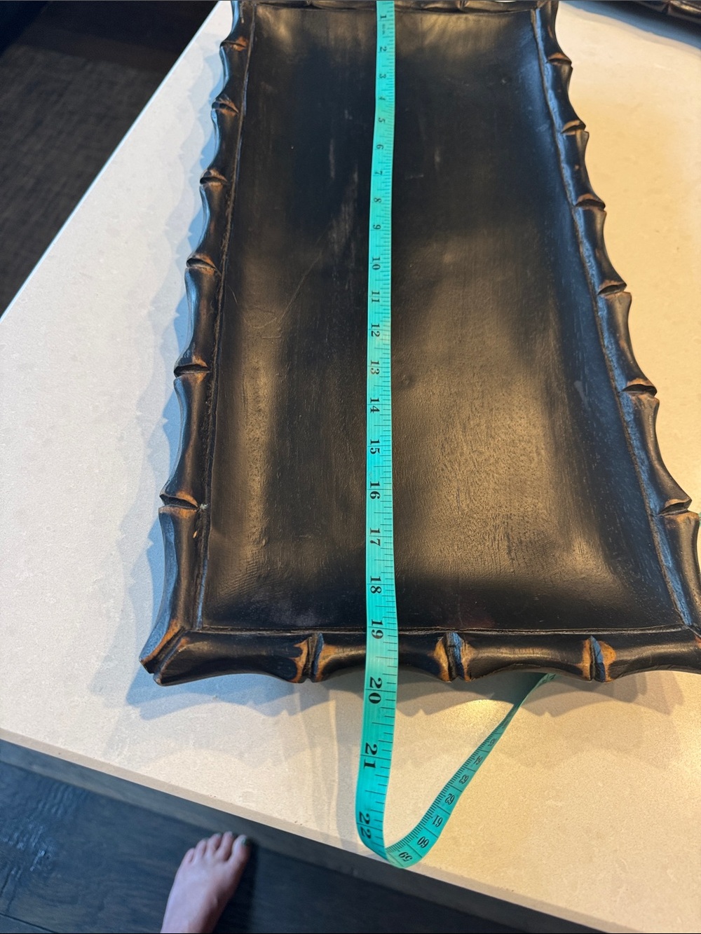 Pottery Barn Black carved Bamboo Rectangular Decorative Tray